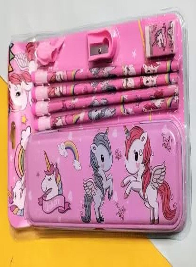 MINtile مجموعة أقلام رصاص معدنية بتصميم يونيكورن من مينتيل (8 قطع) تتضمن قلم رصاص، مبراة، وممحاة. هدية مثالية لأعياد ميلاد الفتيات والأطفال. - Image 2